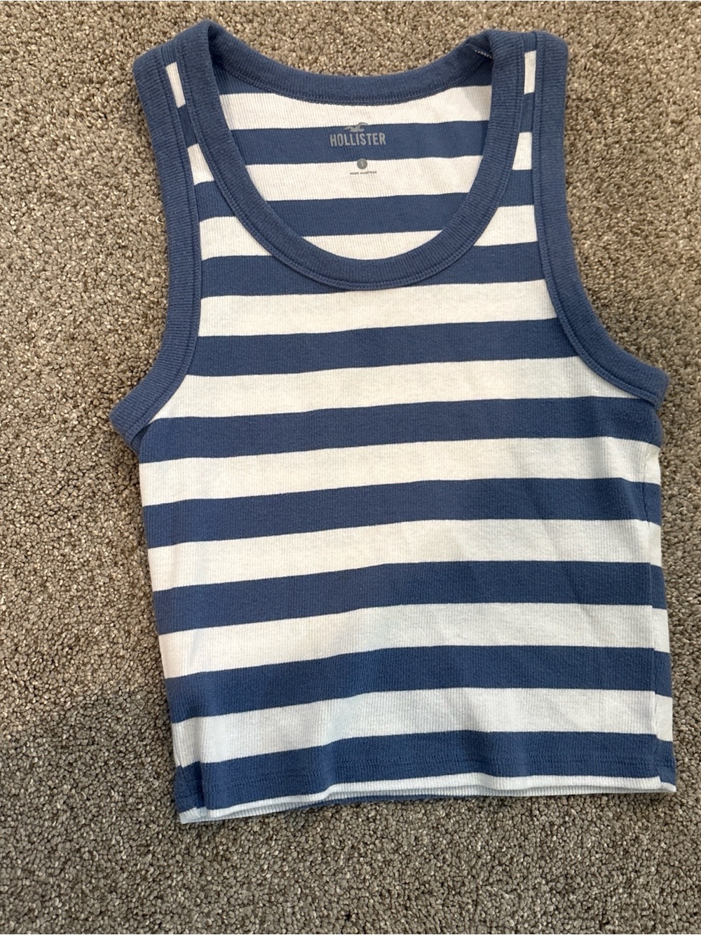 Hollister Navy and White Striped Cropped Tank